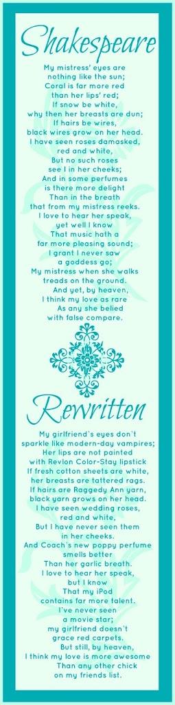 She rewrote a famous Shakespearean sonnet, and the results are hilarious.